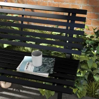 Outsunny Banc de jardin extérieur 2 Places Assise Dossier à Lattes, en aluminium, dim. 123L x 67l x 79H cm, noir(m-7)