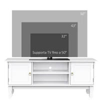 HOMCOM Mobile Porta Tv Bianco Opaco Classico con Ante in Legno per TV 50'' 120×45×50.5cm(m-4)