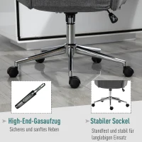 Vinsetto Bürostuhl Ergonomischer Drehstuhl mit Wippenfunktion Armlehne höhenverstellbar Kunstleinen Metall Grau 61 x 67 x 112,5-120,5 cm(m-6)