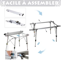 Outsunny Table pliante en aluminium table de camping table de jardin 4 personnes hauteur réglable + sac de transport(m-5)