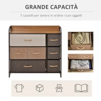 HOMCOM Mobile Cassettiera da Camera da Letto e Soggiorno, Cassettiera con 7 Cassetti Pieghevoli in Tessuto e Ripiano in MDF, 80x29x78.5cm, Multicolore(m-5)
