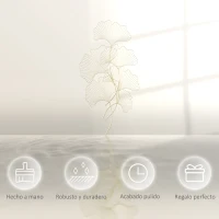 HOMCOM Decoración de Pared de Metal Hojas de Ginkgo 3D Adorno Colgante para Salón Dormitorio Oficina 51x94,5 cm Dorado(m-6)