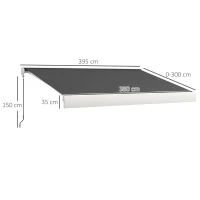 Outsunny 4 x 3(m) Electric Retractable Awning with Remote Controller, Aluminium Frame Sun Canopies for Patio Door Window(m-3)