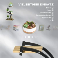 Outsunny Pflanzenständer mit 4 Regalen, Massivholz, wetterbeständig, 46 cm x 25 cm x 91 cm, Schwarz + Natur(m-6)