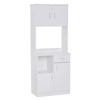 HOMCOM Armario Alacena Buffe Aparador de Cocina Organizador Mueble Auxiliar de Cocina 3 Puertas 1 Cajón y Encimera Abierta para Almacenamiento 71x41x178cm(m-10)