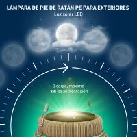 Outsunny Farola Solar de Exterior con Panel Solar Luces LED Encendido y Apagado Automático para Interior Exterior Ø18x37 cm Arena(m-5)