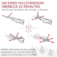 HOMCOM Weihnachtsbaum mit LED-Beleuchtung, 2er-Set, 107 cm, Tannenzapfen, rote Beeren, feuersicher, Grün/Weiß(m-7)