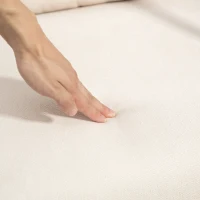 HOMCOM Schaukelstuhl mit Hocker, weiche Polsterung, Leinenoptik, Holzrahmen, Cremeweiß(m-9)