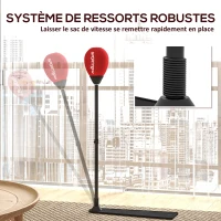 SPORTNOW Sac de frappe vitesse autoportant punching ball hauteur réglable 70-105 cm avec gants et pompe à main(m-6)