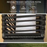 Outsunny Lampadaire d'extérieur solaire en résine tressée luminaire LED de jardin en acier marche/arrêt automatique(m-4)