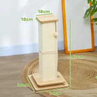 PawHut 3-in-1 Cat Scratching Post, 67cm Cat Scratcher w/ Track Ball Toy, Oak Tone(m-3)
