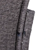 Outsunny 5 Pieces PE Rattan Garden Furniture Set with 10cm Thick Padded Cushions, Wicker Weave Outdoor Seating Chairs with 2 Armchairs, 2 Stools, Glass Top Table, Dark Grey(m-9)