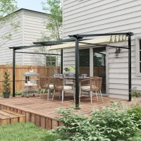 Outsunny Pergola rétractable 4 x 3 m structure métal époxy anticorrosion toile Polyester180 g/m² Incluse Beige(m-7)