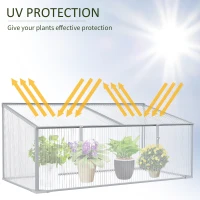 Outsunny Garden Polycarbonate Cold Frame Greenhouse Grow House Flower Vegetable Plants Bed Aluminium Frame  99L x 60W x 44H cm(m-6)