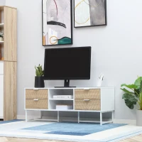 HOMCOM TV Stand, Modern TV Cabinet with Storage Shelves and Drawers for 32-47" TVs for Living Room, Bedroom, White(m-10)
