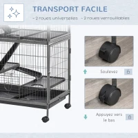 Pawhut Cage pour rongeurs Multifonction 4 Plateformes 3 rampes 4 Portes dim. 80L x 52l x 128H cm métal Gris argenté Noir(m-5)
