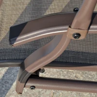 Outsunny Dondolo da Giardino 2 Posti con Tettuccio Regolabile, Struttura in Metallo e Seduta in Poliestere e Rete Traspirante, 147x125x170cm, Marrone(m-9)