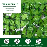 Outsunny Lot de 2 haies artificielles lierre Brise-Vue décoration Rouleau 3L x 1,5H m Feuillage réaliste Anti-UV Vert(m-4)