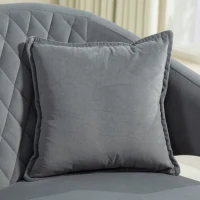 HOMCOM Sofá de 2 Plazas Tapizado en Terciopelo con 2 Almohadas Reposabrazos y Patas de Acero Carga 240 kg 124x69x76 cm Gris(m-8)