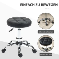 HOMCOM Drehhocker, Salonhocker, höhenverstellbar, Kunstleder, Steppdesign, Schwarz/Silber(m-6)