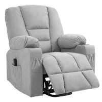 HOMCOM Oversized Riser and Recliner Chairs for the Elderly, Fabric Upholstered Lift Chair for Living Room with Remote Control, Side Pockets, Cup Holder, Light Grey(m-13)