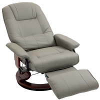 HOMCOM Fauteuil relax inclinable repose-pieds réglable pivotant 360° piètement bois revêtement synthétique gris