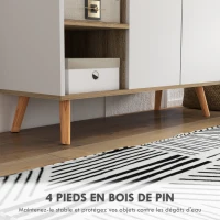 HOMCOM Meuble de rangement buffet cuisine 1 tiroir 1 placard double porte 3 étagères réglables 95 x 35 x 85 cm blanc(m-7)