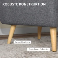 HOMCOM Sessel im Skandi-Design, Akzentsessel, Knopfheftung, Natur + Hellgrau(m-5)