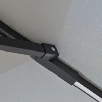 Outsunny 3(m) Cantilever Banana Parasol Hanging Umbrella with Double Roof, LED Solar lights, Crank, 8 Sturdy Ribs and Cross Base for Outdoor, Garden, Patio, Light Grey(m-7)