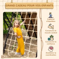 Outsunny Filet d'escalade pour enfants 3-6 ans filet de protection pour aire de jeux Ninja terrain d'obstacle dim. 1,5 x 2 m(m-5)