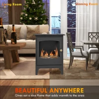 HOMCOM Freestanding Ethanol Fireplace, Steel Bioethanol Fireplace with Stainless Steel Flame Snuffer, 1.2L Tank, 3 Hours Burning Time for Indoor, Black(m-6)