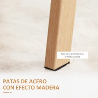 HOMCOM Mesa de Comedor para 6 Personas con Encimera de Cristal y Patas de Acero Efecto Madera 150x75x76 cm Transparente(m-6)