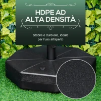 Outsunny Base per Ombrellone in Plastica Riempibile con Acqua e Sabbia 28-40 kg, per Pali da 38-48 mm, Ø60 cm, Nero(m-6)
