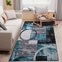 HOMCOM Blue Geometric Rug, Modern Area Rugs Large Carpet for Living Room, Bedroom, Dining Room, 160x230 cm(m-1)