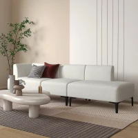 HOMCOM Canapé 3 pièces modulable design moderne et minimaliste en tissu avec pieds acier noir 250 x 75 x 70 cm blanc(m-2)