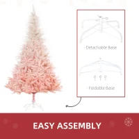 HOMCOM 6FT Pink Artificial Christmas Tree Holiday Home Decoration Ornament w/ Metal Stand Fully Pretty Home Office Joy(m-5)