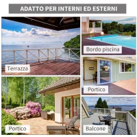 Outsunny Sedia da Giardino Adironrack con Braccioli, in Rattan e Acciaio, 64x80x90 cm, Marrone e Blu(m-7)