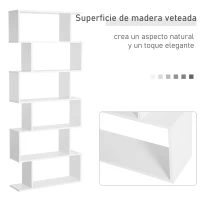 HOMCOM Estantería para Libros Moderna Librería con 6 Estantes para Comedor Salón Estudio 80x23x192 cm Blanco(m-5)