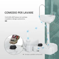 Outsunny Lavabo Portatile da Campeggio con 2 Ruote, Serbatoio Acqua 17L e Serbatoio Sapone 2.5L, 83x50x103cm(m-4)