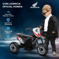HOMCOM Moto Eléctrica Infantil con Licencia Honda CRF450RL con Velocidad 3 km/h Bocina Sonido de Arranque 71x40,5x43,5 cm Gris(m-4)