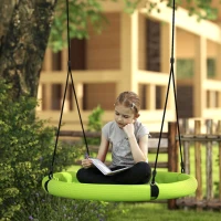 AIYAPLAY 100cm Diameter Nest Seat for Kids with Height Adjustable Hanging Ropes for Outdoor, Playground, Garden, Green(m-10)