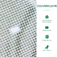 Outsunny Mini Serre Pop-up de Jardin mini serre tunnel Serre à tomates toit pointu 4 Portes zippées Enroulable - dim. 2,4L x 1,2l x 0,75H m - Sac Transport Inclus - PE Blanc Vert(m-4)