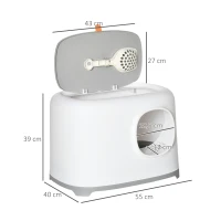 PawHut Katzenklo mit Deckel Katzentoilette mit Haube Schaufel Gitterboden XXL Katzentoilette für Katzen bis 5 kg 55 x 40 x 39 cm Weiß(m-3)