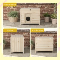 PawHut Kleines Haustierhaus für Katzen und Zwergkaninchen, Haustierhütte, faltbar, Massivholz, 78 x 51 x 62 cm(m-5)