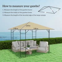 Outsunny 3 x 3(m) Gazebo Canopy Replacement Cover, Garden Gazebo Roof Replacement with Drain Holes, Water Resistant PVC Coating, 370g/㎡, UPF30+, TOP COVER ONLY, Beige(m-3)