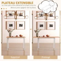 HOMCOM Table à manger extensible table de cuisine design moderne avec grand plateau 6 personnes cadre en acier marronfoncé(m-5)