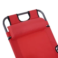 Outsunny Chaise Longue inclinable transat Bain de Soleil fauteuil relax jardin 2 en 1 Pliant têtière Amovible Charge Max. 136 Kg Toile Oxford Facile d'entretien Rouge(m-8)