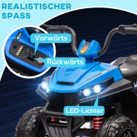 AIYAPLAY Elektro-Kinderquad, Licht & Musik, Federung, 5 km/h, 50 Min. Fahrzeit, für 3-5 Jahre, Blau(m-5)