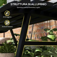 Outsunny Panchina da Esterno in Alluminio a 2 Posti a Doghe, 123x67x79cm, Nero(m-5)