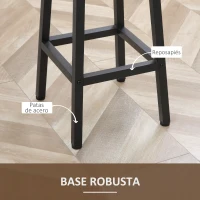 HOMCOM Juego de 2 Taburetes Altos de Cocina Altura 65 cm con Asiento de Melamina y Patas de Acero Marrón Rústico(m-6)